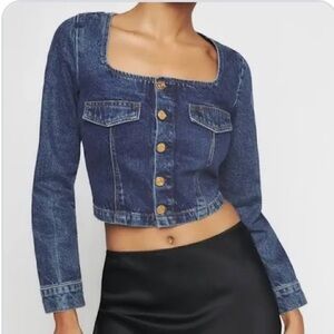 Reformation Blue Denim Button-Up Top